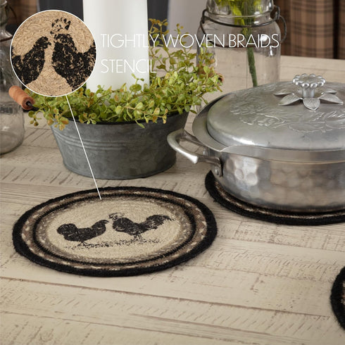 VHC Brands 8" Charcoal Poultry Table Décor, Sawyer Mill Trivet
