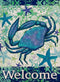 Welcome Summer Coastal Crab Small Decorative Garden Flag, Double Sided 12x18, Tropical Sea Decor
