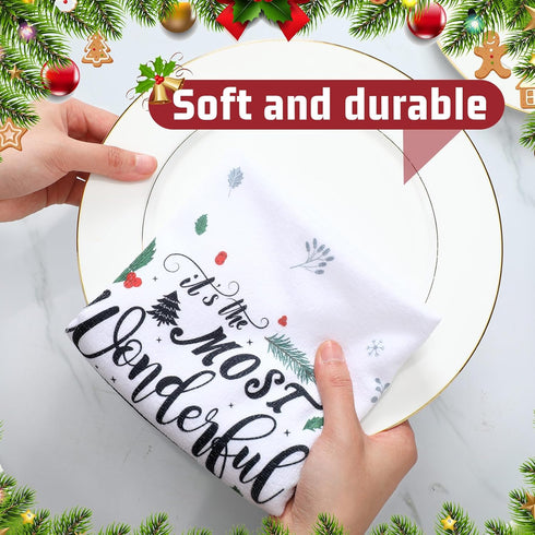 4 Buryeah Pcs Christmas Kitchen Towels African American Black Santa Hand Towels Christmas White Black Buffalo Plaid