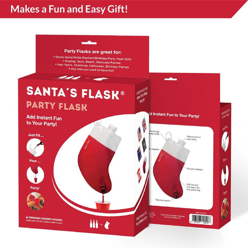 Santa's Stocking Flask for Party: 2.25 Liter Flasks, Funny Yankee Swap Gifts, Holiday Party Decorations