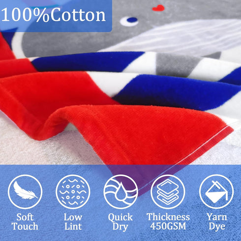 Kids,(3-8 30''X50),Absorbent 100% Swimming, VOOVA & MOVAS Hooded Beach Towel for Years, Cotton Towel Wrap for Boys