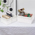 Vagusicc Set of 3 Wicker Storage Baskets, Hand-woven Decorative Rectangle Bins with Handles for Organizing, White