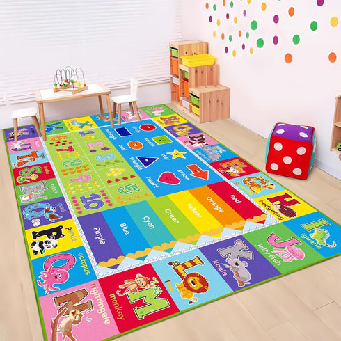DINSUMRUG 78.7X59 INCH) Kids Rug for Playroom, ABC Carpet Educational Play Mat for Kids, Preschool Rugs ABC Numbers