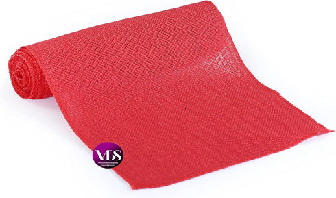 Pack 5, 100% 12X108 Inch)(Red) VDS of Burlap Table Runner Natural Jute Rustic Hessian Table Cloth Centrepiece