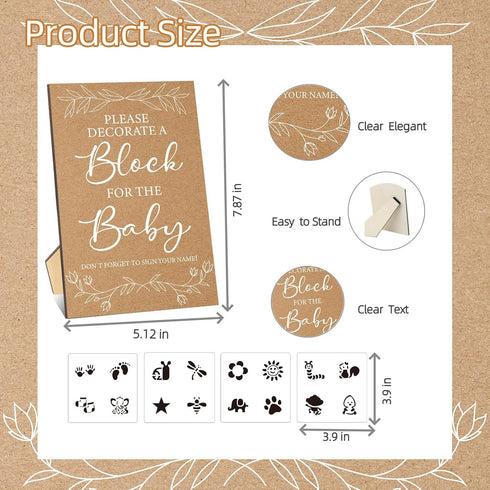 AryiHitt 141 Set 100 20 Pcs Baby Shower Game Sign Includes Decorative Square Signs DIY Blank Wooden Blocks Paint