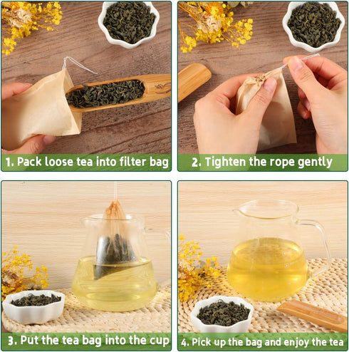 200 (3.54x2.75 inch/1.96x2.75 inch) Pcs Loose Leaf Tea Bags, Disposable Tea Filter Bags with Drawstring Unbleached Tea