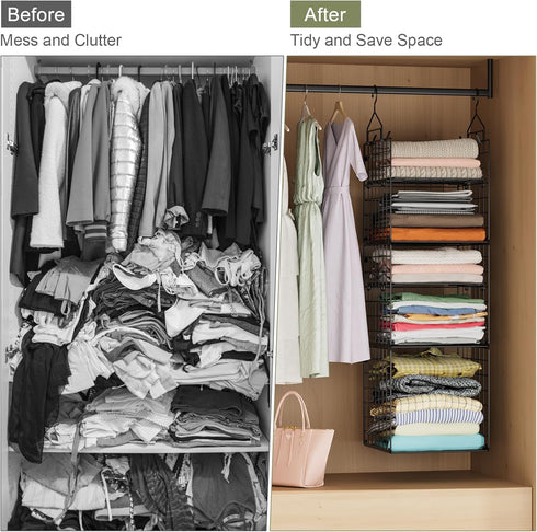 X-cosrack Closet 5-Tier Closet Closet Hanging Organizer and Storage - Storage Organizer Baskets for Clothes