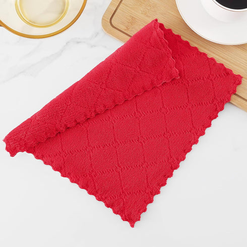 12 Pack (10 10 Inches, Homaxy Kitchen Dish Cloths x Red), Super Soft and Absorbent Coral Velvet Dish Towels, Nonstick