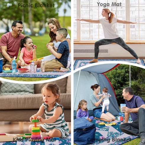 Supfitness (60"x 80") Sandproof,3-Layer Packable Extra Large Picnic Blankets Waterproof Foldable Beach Blanket