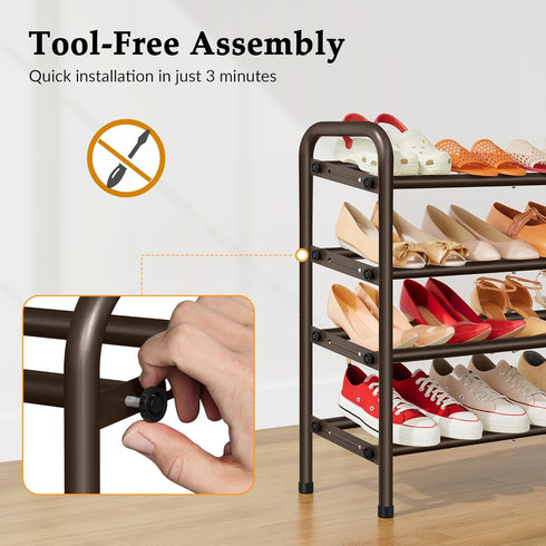 2 Closet, 28 42, Closet, 12 Gewudraw Tier Shoe Organizer, Shoe Rack for Metal Shelf Can Expandable to for Bedroom