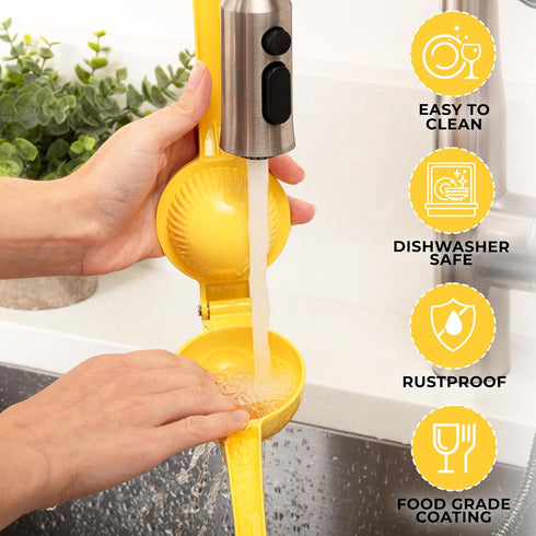 Zulay Kitchen Metal Lemon Squeezer - Handheld Lemon Juicer Squeezer - Easy to Use Citrus Juicer - Manual Press