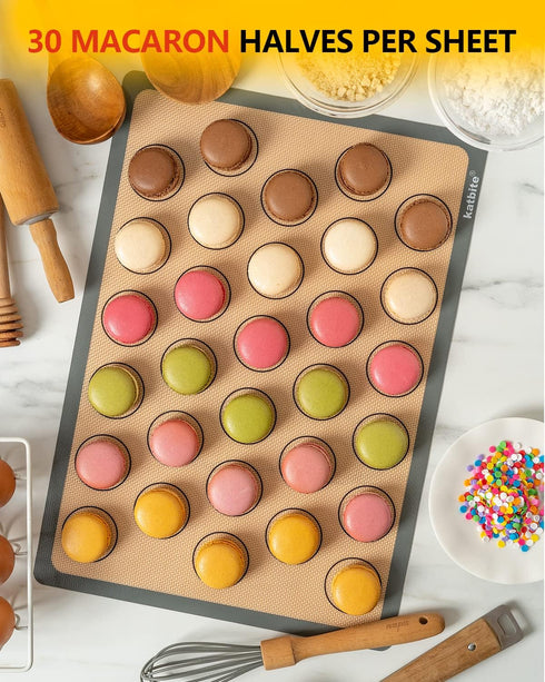 Macaron Silicone Baking Mats, Katbite Silicone Macaroons Baking Mat Set of 2, Reusable & Nonstick Bakeware