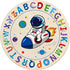 4ft, ABC Kids Alphabet Round Rug Washable Soft Circle Nursery Rug, Non-Slip Educational Carpet with Space Astronaut