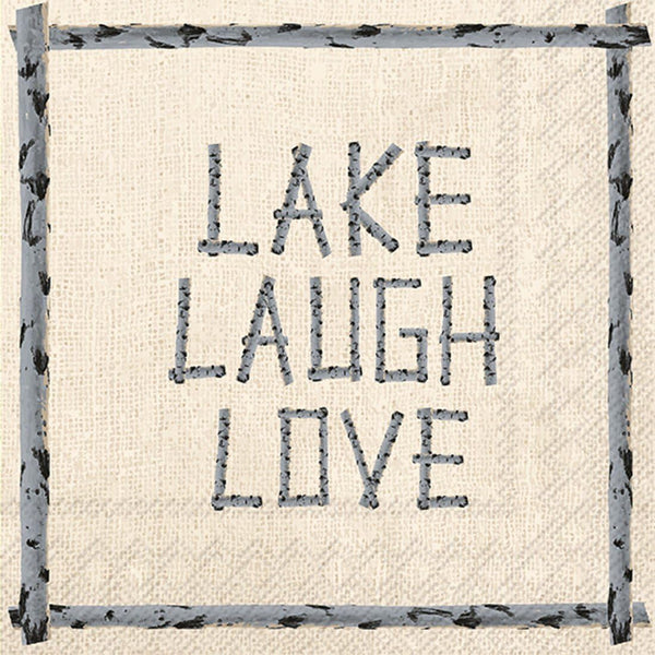 Boston International 20 Count Cocktail Napkins, 3-Ply, Lake Laugh Love, 5" x 5"