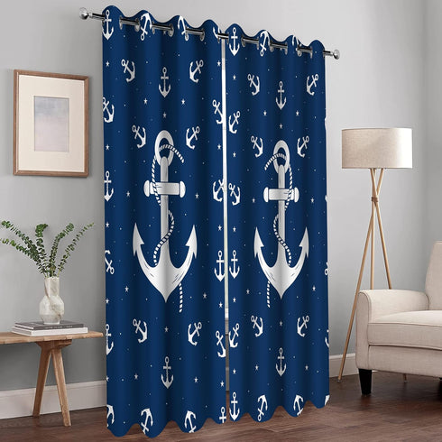 Grommet 2 52x84 Inch MissHope Nautical Anchor Blackout Curtains Ocean Beach Coastal Beach Theme Home Decoration Sailing