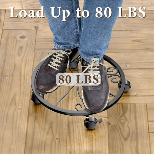 KOOKASHOP 10" 1 Pack 360 Plant Caddy with Wheels, Plant Stand with Wheels, Lockable Plant Rollers Plant Dolly, Plant