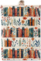 ICAAV Book and Flower Flannel Blanket 50x60in,Cozy Throw with Colorful Bookshelf and Floral