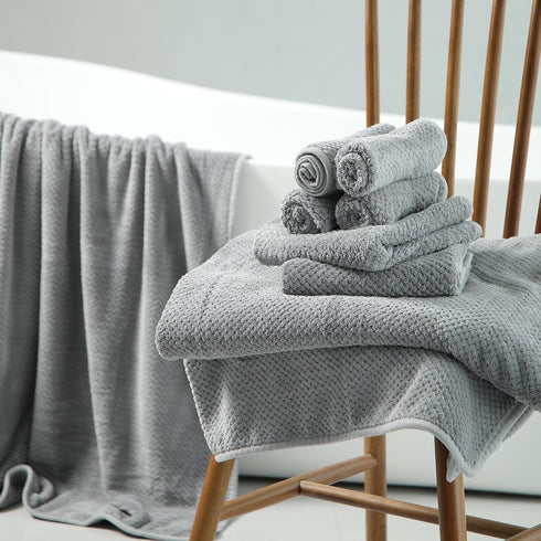 8 Pack Set (2 40"x 80" Sheet,2 Towels,4 Sets Set Towel Extra Large Bath Towels Hand Washcloths) Gray Oversized Bath