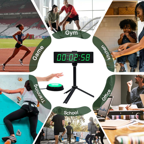 Countdown 12/24H YZ Gym Timer Clock for Home Gym, Fitness Timer with Stopwatch Button, Large Digital Stopwatch Clock