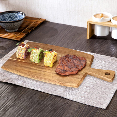 Best Acacia Wood Cutting Board with Handle, Kitchen Chopping Boards for Bread, Meat, Fruit, Cheese