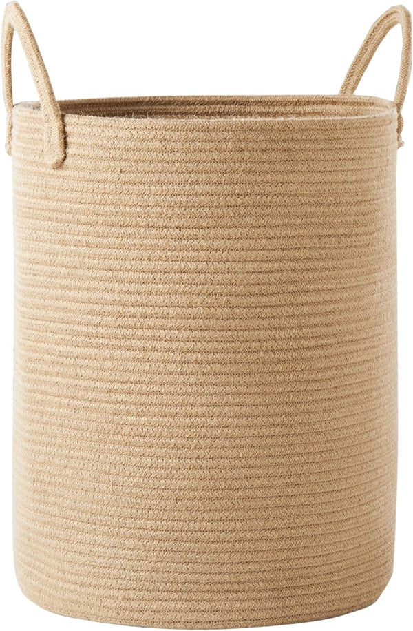 60L Jute Woven Laundry Hamper Basket Wicker Rope Clothes Hamper Tall Rattan