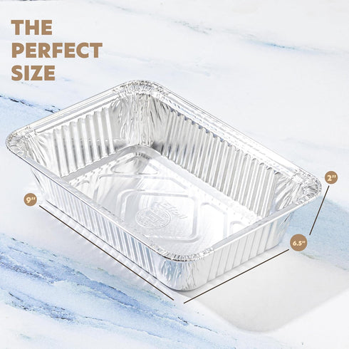 PLASTICPRO 10 Pack Heavy Duty Aluminum Pans, 6.5'' x 9" Disposable Pans with Covers for Baking and Cooking
