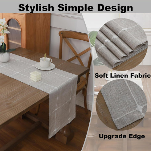 Gernaice 2PCS 24" 13" Boho Table Runner, Modern Plaid Cotton Linen Farmhouse Table Runners for Dresser End Coffee Table