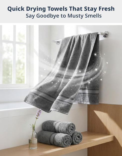 Set 12 100% 4 4 4 LANE LINEN Bath Towel of Premium Cotton Towels for Bathroom, Bath, Hand & Washcloth, Zero Twist