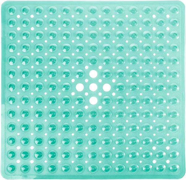 Yimobra Shower Stall Mat Non Slip, 21x21 Inch Soft Square Bath Mat with Suction Cups and Drain Holes