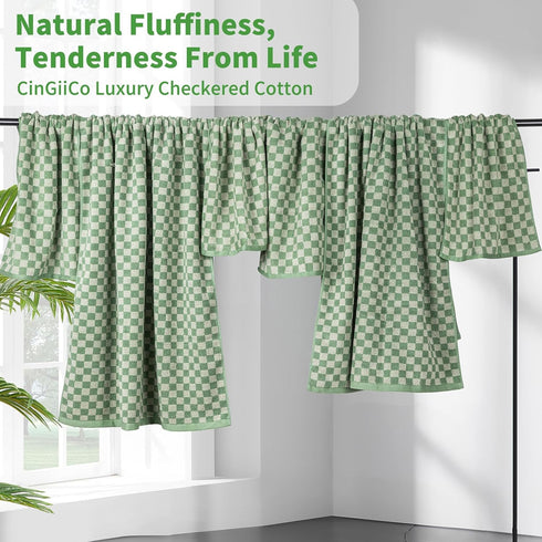 Set 6 600GSM, 100% 2 (55 28 4 (29 14 Checkered Bath Towels of Large, Cotton Shower Towels * * in), Hand Towels * *