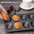 HONGBAKE Nonstick Madeleine Pan 2 Pack 12-Cavity Heavy Duty Madeleine Cookies Trays for Oven Baking, Warp Resistant Shell Shape Madeleine Mold Cake Pan, Space Grey by HONGBAKE