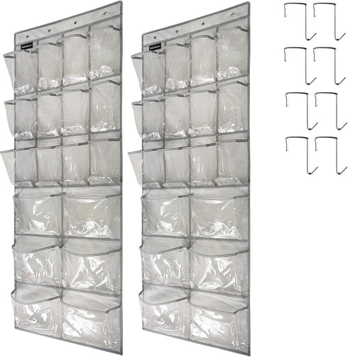2 Pack Extra Large Hanging Crystal Clear Over Door Shoe Organizers, Closet