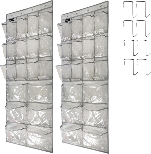 2 Pack Extra Large Hanging Crystal Clear Over Door Shoe Organizers, Closet