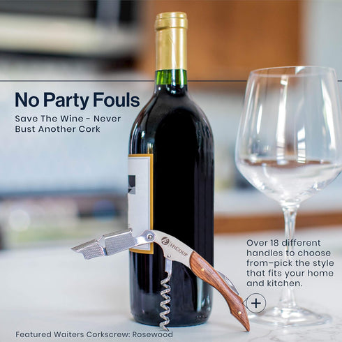 Hicoup Wine Opener - Professional Corkscrews for Wine Bottles, Manual Wine Key with Foil Cutter, Ebony Wood