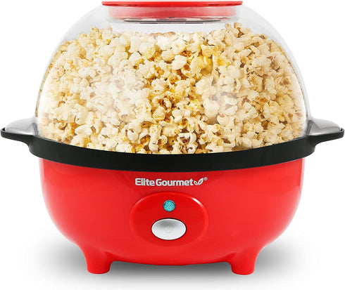 Elite Gourmet EPM330R Automatic Stirring Popcorn Maker, 12-cup Hot Oil Popcorn Machine with Built-in Serving Bowl