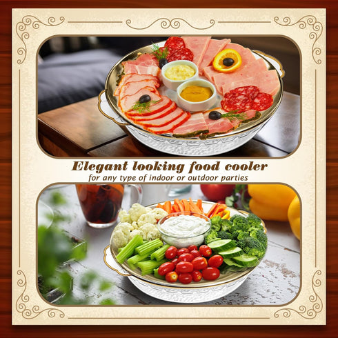 6 Set 11.8" Baderke Chilled Serving Tray for Parties with Compartments Ice Chilled Party Platter Charcuterie Serving