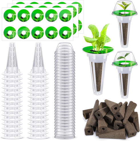 Vesici 240 Pieces Hydroponic Pod Kit Including Grow Baskets Grow Sponges and
