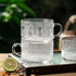 wookgreat Set 6, 14 oz 6 Vintage Glass Coffee Mugs of Tea Cups With Handle, Clear Embossed Glassware, Spoons