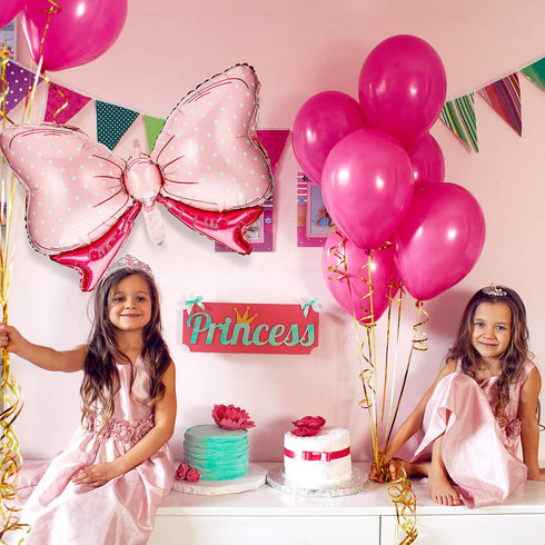 6 Pieces Pink Bow Balloon Mouse Party Decoration, Jumbo Bow Balloon for Wedding and Gender Reveal