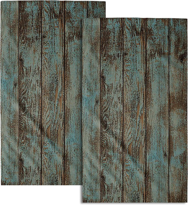 Giwawa Rustic Barn Wood Hand Towel 15x30 Set of 2, Vintage Teal