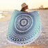 Microfiber Mandala Round Blue Beach Towel Blanket, Oversized Quick Dry Super Absorbent
