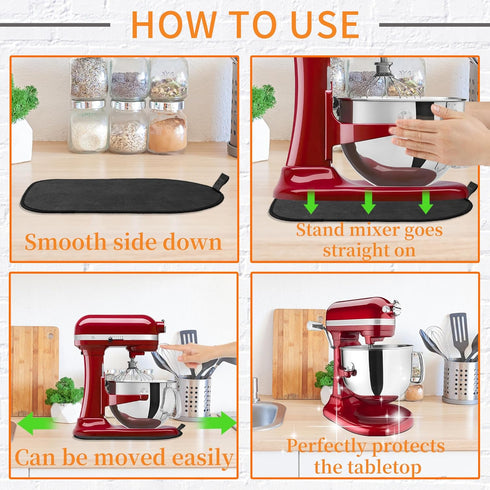 Mixer Slider Mat for Kitchenaid Stand Mixer - Slider Mat with Bendable Cord Organizer for 4.5-5 Qt Appliances (White)