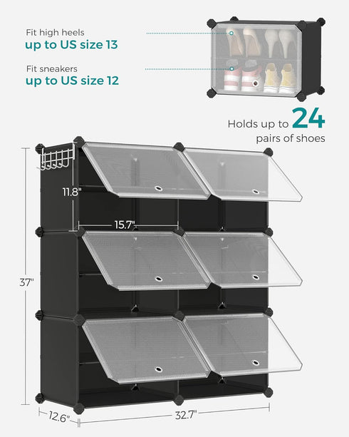 6-Tier Closet 24 ULPC033B01 SONGMICS Shoe Rack Organizer, Shoe Storage Cabinet for and Entryway, Holds Pairs of Shoes