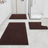 Smiry Chenille U-Shaped Toilet Bathroom Rugs - Soft Absorbent Non-Slip Contoured Mats, Machine Washable (Brown)