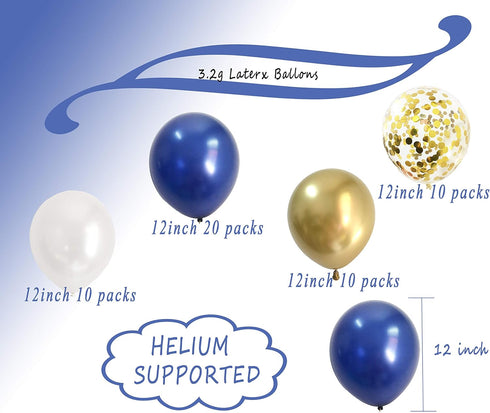 Birthday Decorations Royal Blue Gold – Glabby Happy Birthday Balloon Foil Banner for Boys Men Bday Party