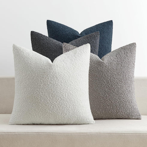 MIULEE Pack of 4 Decorative Textured Boucle Throw Pillow Covers 18x18 Inch