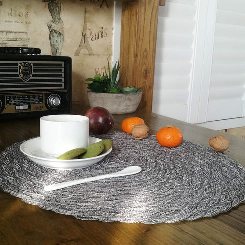 Topotdor Round Placemats, Heat-Resistant Stain Resistant Anti-Skid Washable Polypropylene, Set of 4