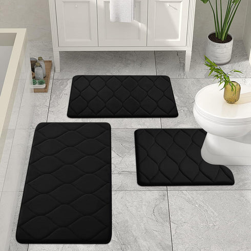 Colorxy Memory Foam Bathroom Rugs, Ultra Soft Non-Slip Bath Mat, 24''x16'', Black