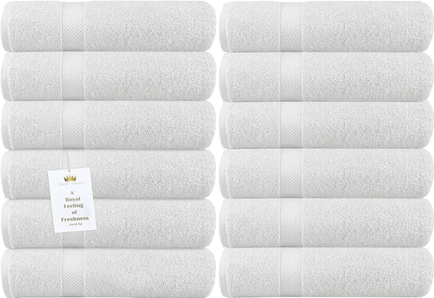 Luxurious White Washcloths 12 Pack 550 GSM 100% Ring Spun Cotton -
