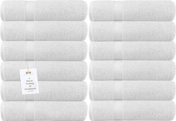 Luxurious White Washcloths 12 Pack 550 GSM 100% Ring Spun Cotton -